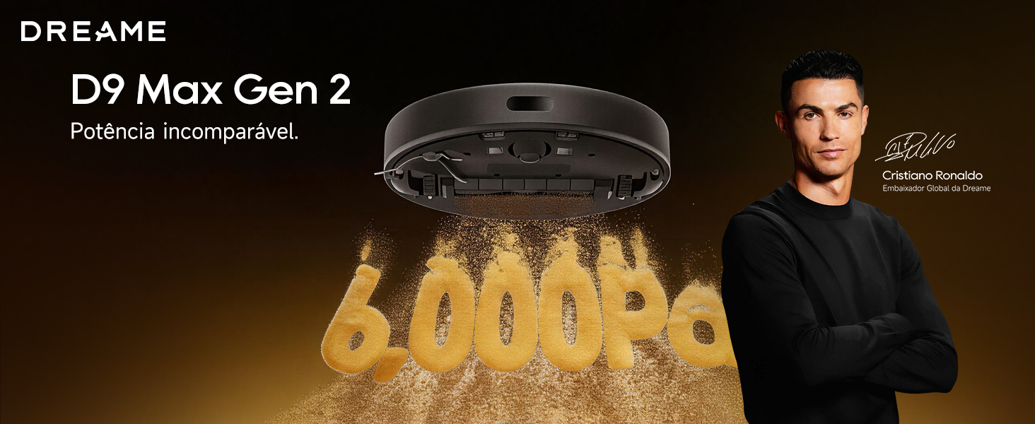 DREAME D9 Max Gen 2 Robô Aspirador de Pó e Passa Pano, 6000Pa